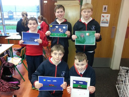 5th & 6th Class boys with their pixel art.